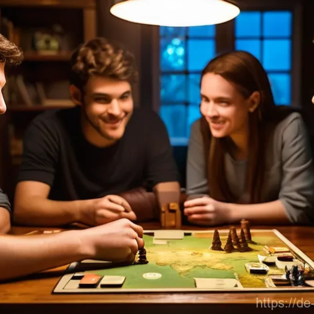 보드게임 리뷰 에세이 - **Prompt: "A diverse group of four friends, aged 20s-40s, intensely immersed in a cooperative fantas...
