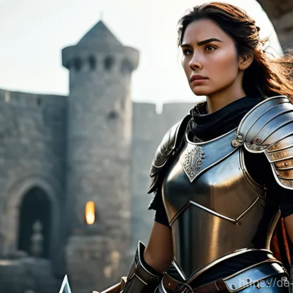 보드게임 캐릭터 분석 - **A highly detailed, non-sexualized female warrior. She stands resolute and powerful, clad in practi...