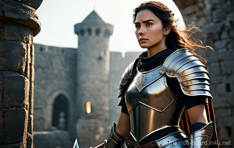 보드게임 캐릭터 분석 - **A highly detailed, non-sexualized female warrior. She stands resolute and powerful, clad in practi...