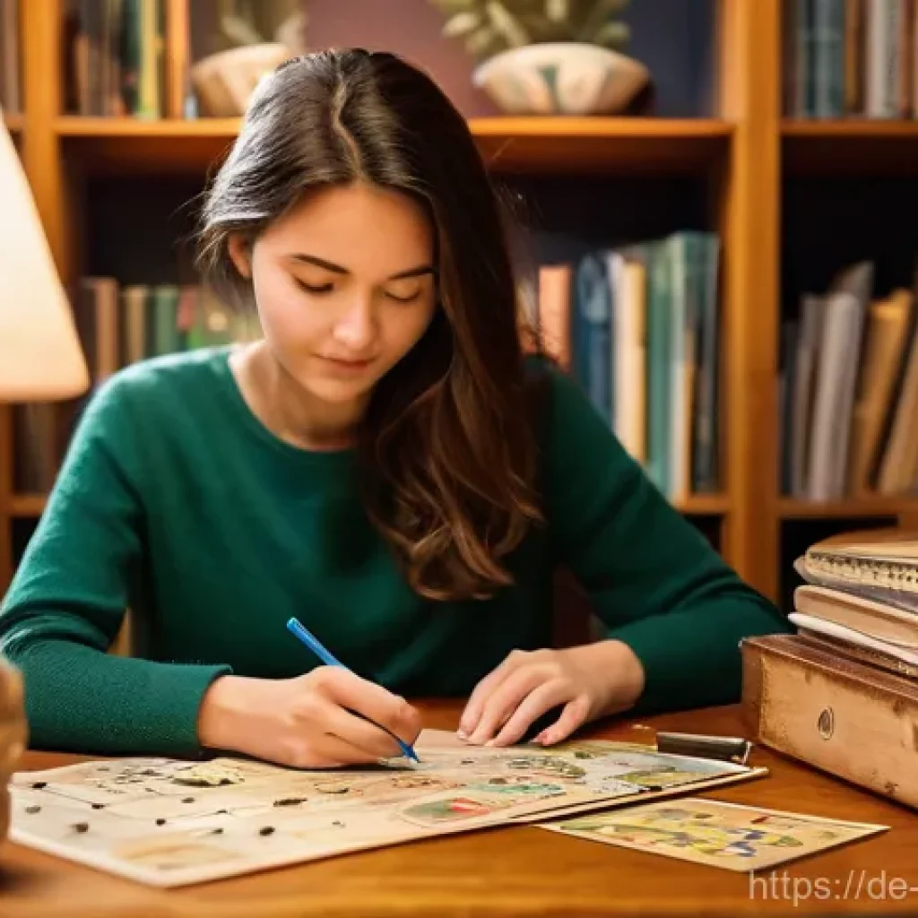 보드게임 제작 과정 - **Prompt: The Spark of Inspiration** A creative board game designer, a young woman with a though...