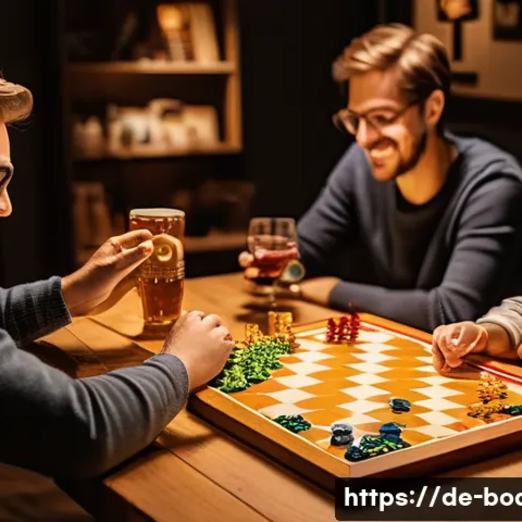 보드게임과 팬덤 문화 - **Cozy Analog Game Night in Germany:** A diverse group of four to five adults and one or two older c...