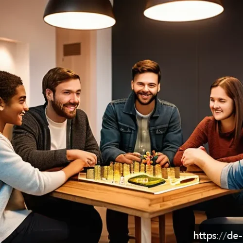 보드게임 클럽 가입 - A cozy local board game club scene in a medium-sized German city, showing a diverse group of adults ...