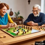 가족과 함께하는 보드게임 - A cozy family game night scene set in a warm, well-lit living room in Germany, featuring multi-gener...